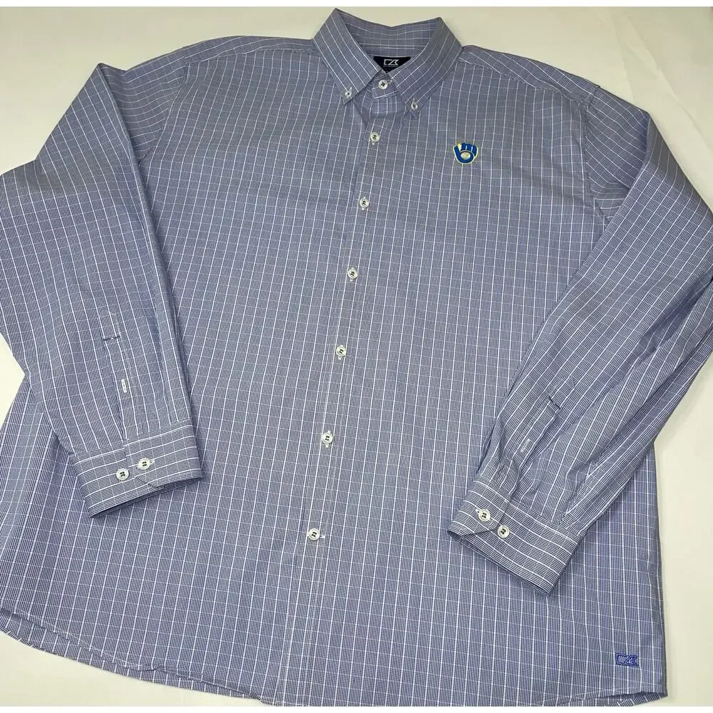 Cutter‎ Buck Mens Big Tall Button Down Shirt Milwaukee Brewers Logo XLG - Picture 8 of 10